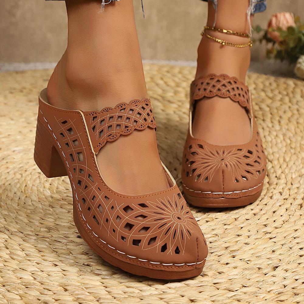 Vintage Fashion Dresses - Sandali con tacco a blocco e